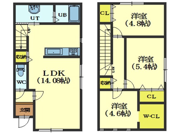 日吉町１丁目 徒歩2分 1-2階の物件間取画像